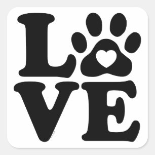 Adesivo Quadrado Impressão de Pata de Cães de Amor