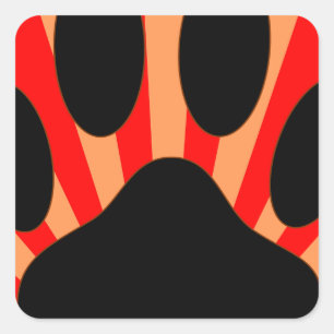 Adesivo Quadrado Impressão de Pata de Cão Radiante