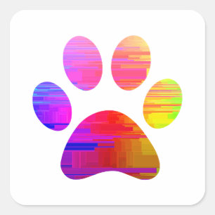 Adesivo Quadrado Impressão de Paw