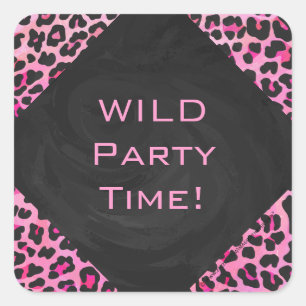 Adesivo Quadrado Impressão preto-e-rosa-quente