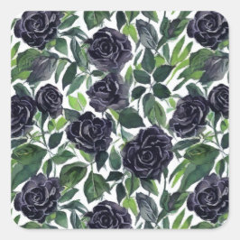 Adesivo Quadrado Impressão simples e elegante de rosas escuras