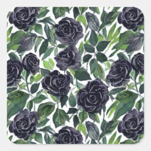 Adesivo Quadrado Impressão simples e elegante de rosas escuras