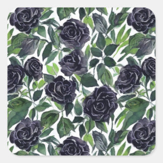 Adesivo Quadrado Impressão simples e elegante de rosas escuras