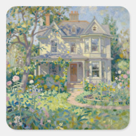 Adesivo Quadrado Impressionismo de Casa e Jardim Vitorianos