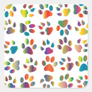 Adesivo Quadrado Impressões Coloridas Prismáticas Da Pata Arco-Í