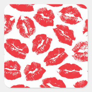 Adesivo Quadrado Imprint Kiss Red Lábios: Vintage sem costura