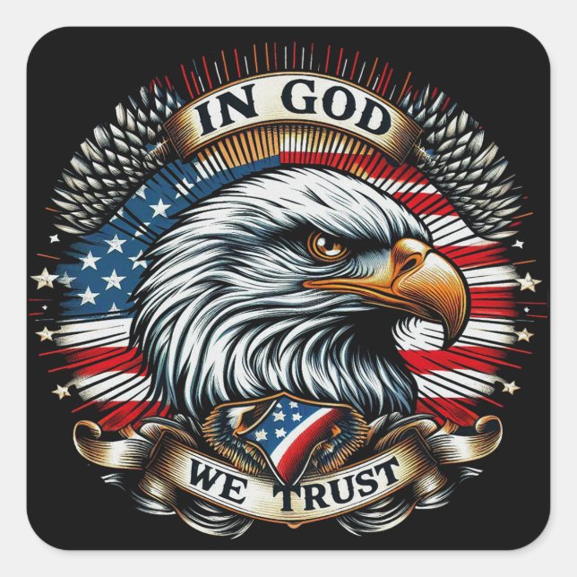 Adesivo Quadrado "In God We Trust Eagle" D (Frente)