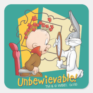 Adesivo Quadrado "Inacreditável" Barbeiro BUGS BUNNY™ & Elmer Fudd