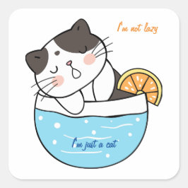 Adesivo Quadrado Incrível Vírgula de Texto Personalizado de Gato Pr