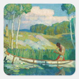 Adesivo Quadrado Índia: Chamada de Amor por Newell Convers Wyeth