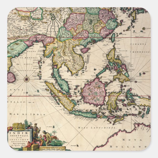 Adesivo Quadrado Índia e Ceilão para a Austrália (Frente)