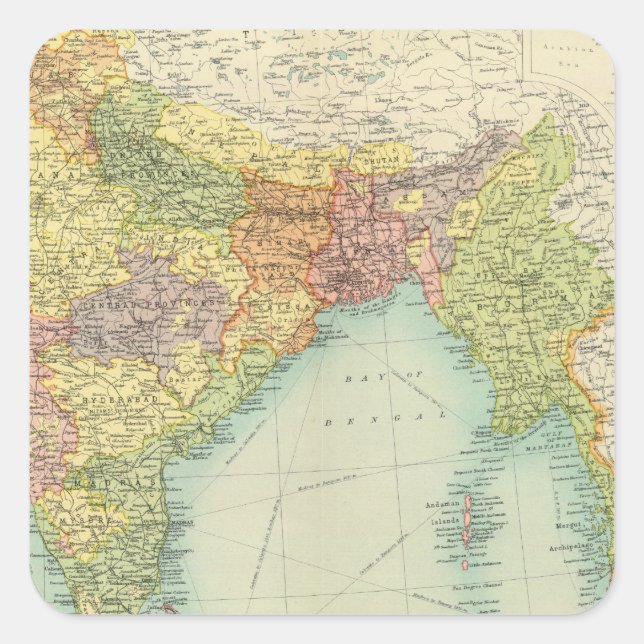 Adesivo Quadrado India & India mais distante políticos (Frente)