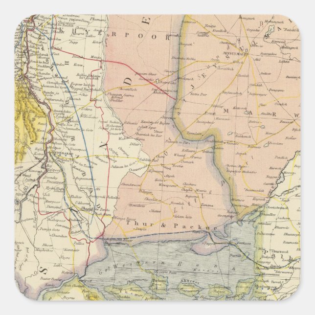 Adesivo Quadrado Índia, Paquistão (Frente)