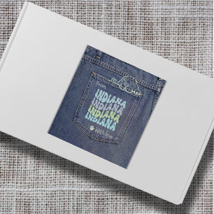 Adesivo Quadrado Indiana Dog em Jean Pocket Classic Square Sticker