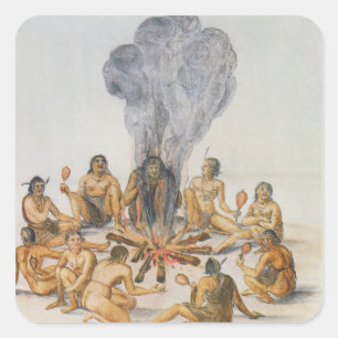 Adesivo Quadrado Indianos em volta de um fogo