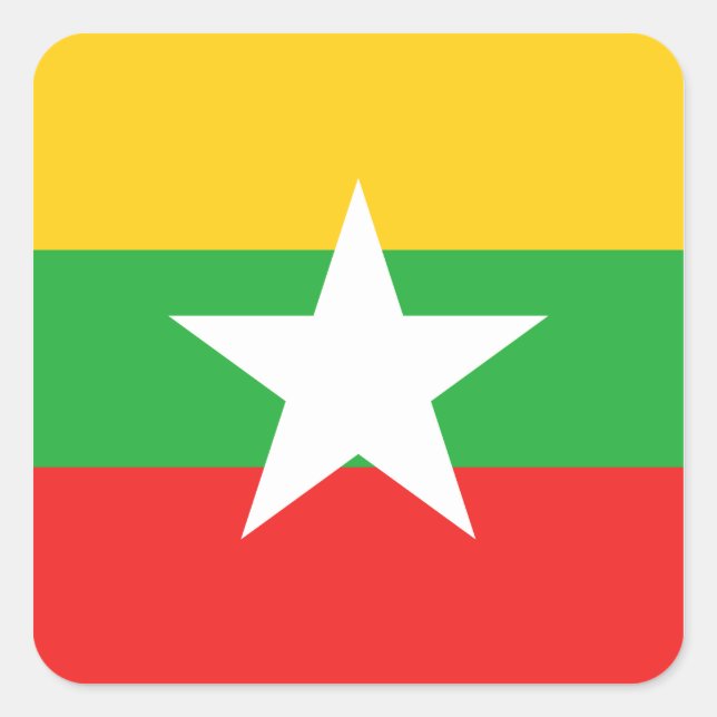 Adesivo Quadrado Indicador de Myanmar (Frente)