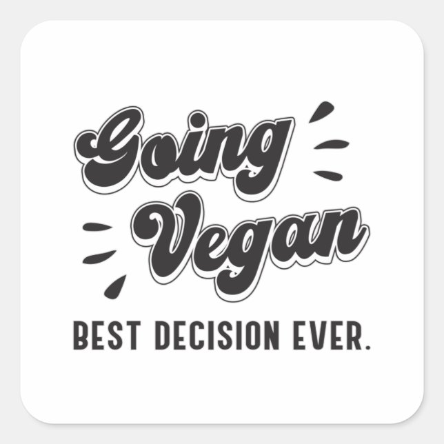 Adesivo Quadrado Indo ao Vegan Veganismo Vegetais Animais Engraçado (Frente)