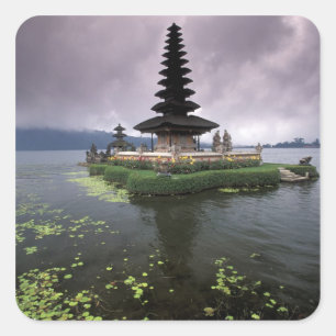 Adesivo Quadrado Indonésia, Bali, Templo de Ulun Danu.