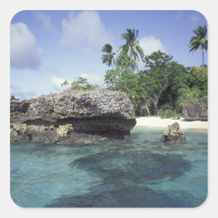 Adesivo Quadrado Indonésia. Formações rochosas ao longo da costa