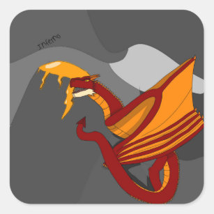 Adesivo Quadrado Inferno, dragão de incêndio