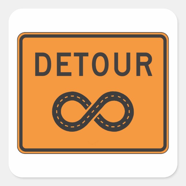 Adesivo Quadrado Infinite Detours Sign Cycling (Frente)