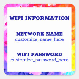 Adesivo Quadrado Informações de Senha WIFI de Rede de Empresa Domés