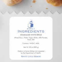 Ingredientes de Pão de Forma Azul Minimalista Prod