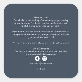 Adesivo Quadrado Ingredientes orgânicos de produtos de beleza comer