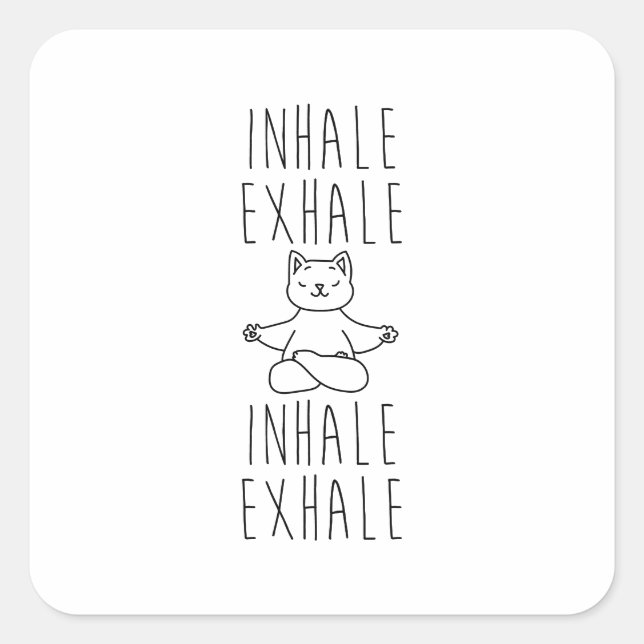 Adesivo Quadrado inhale Exhale yoga cat (Frente)