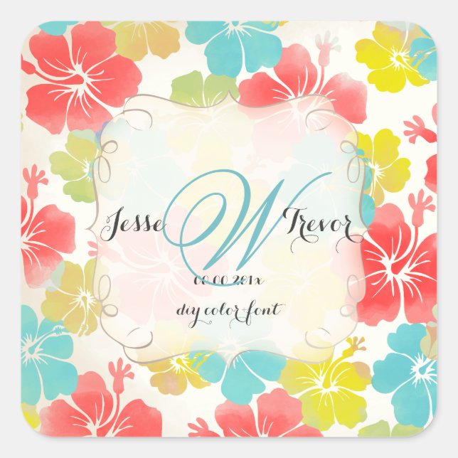 Adesivo Quadrado Inibição de PixDezines/efeito de aquarela (Frente)