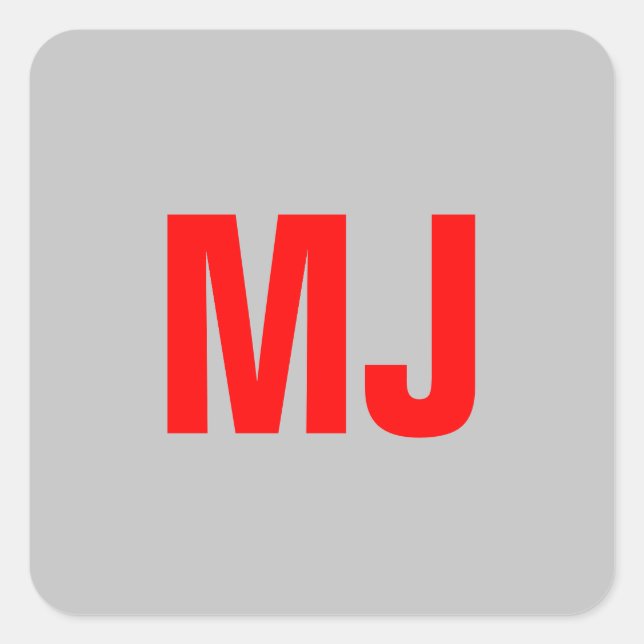 Adesivo Quadrado Iniciais de nome de monograma vermelho negrito da  (Frente)