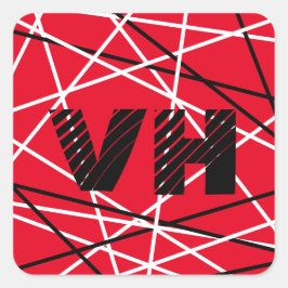 Adesivo Quadrado Iniciais de Nome de Violão com Faixa Vermelha lega