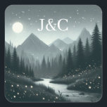 Adesivo Quadrado Iniciais Magia da Montanha<br><div class="desc">Casando-se sob as estrelas? Deixe seus convidados saberem que eles estão prestes a ter uma aventura! Se precisar de mais ajuda para personalizar este design,  por favor nos envie uma mensagem,  teremos prazer em ajudar.</div>