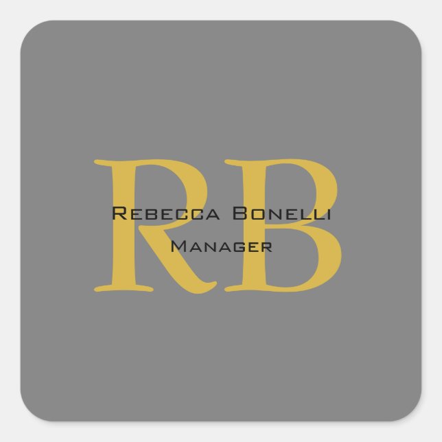 Adesivo Quadrado Iniciais para Adicionar Nome a Monograma de Cor Do (Frente)