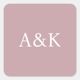 Adesivo Quadrado Iniciais Personalizadas em Casamento Dusty Rose Ma