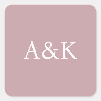Adesivo Quadrado Iniciais Personalizadas em Casamento Dusty Rose Ma