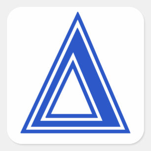 Adesivo Quadrado Inicial azul do monograma do delta grego da letra