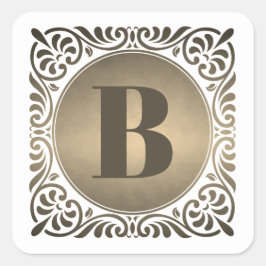 Adesivo Quadrado Inicial Decorativa Monograma Branco