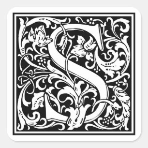 Adesivo Quadrado Inicial decorativa "S" da letra