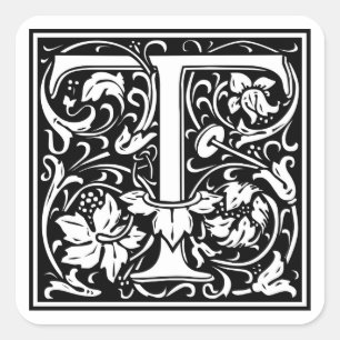 Adesivo Quadrado Inicial decorativa "T" da letra