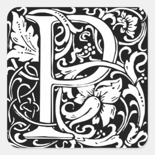 Adesivo Quadrado Inicial medieval do vintage do monograma da letra