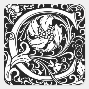 Adesivo Quadrado Inicial medieval do vintage do monograma da letra