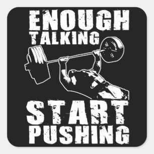 Adesivo Quadrado Iniciar empurrando - Bench Press - Workout Motivat
