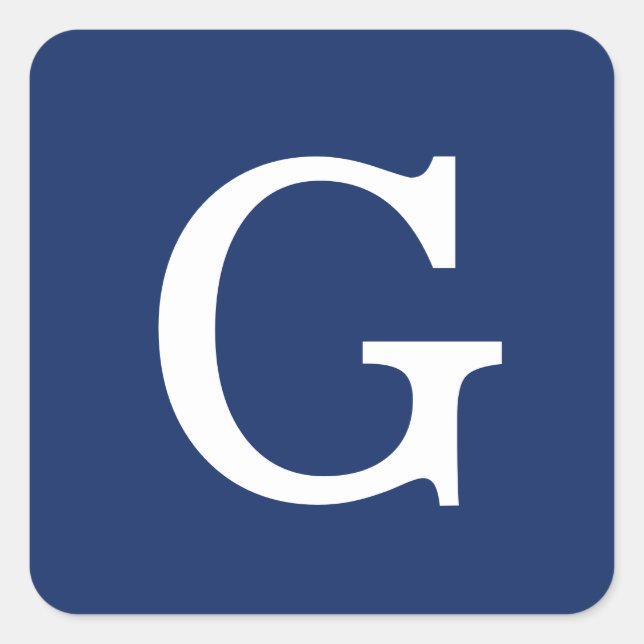 Adesivo Quadrado Initial Letter Monogram Blue White Plain Simple (Frente)