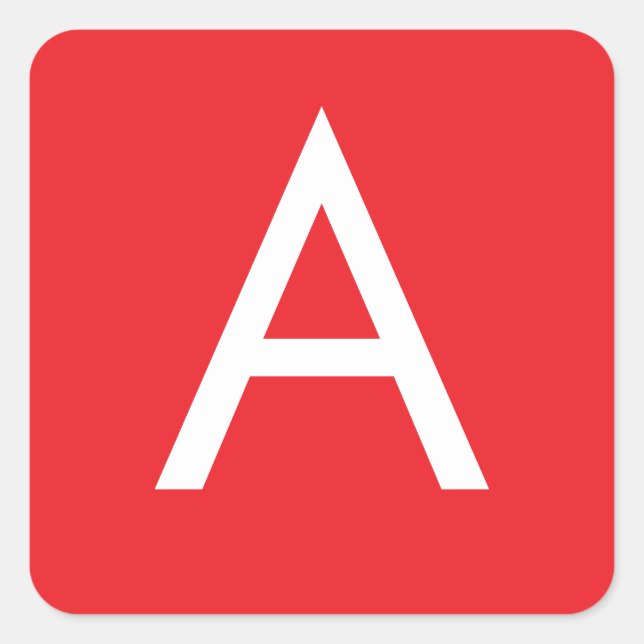 Adesivo Quadrado Initial Letter Monogram Red White Plain Modern (Frente)