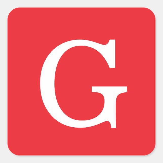 Adesivo Quadrado Initial Letter Monogram Red White Plain Simple (Frente)