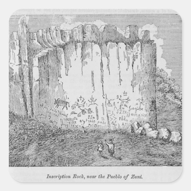 Adesivo Quadrado Inscription Rock, perto do Pueblo de Zuni (Frente)