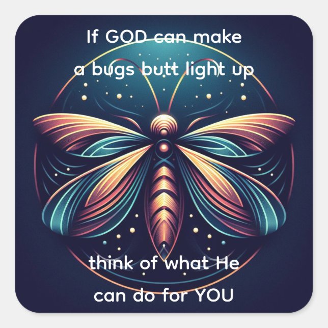 Adesivo Quadrado Insetos Bumbum Acende Firefly inseto  Engraçado (Frente)