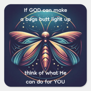 Adesivo Quadrado Insetos Bumbum Acende Firefly inseto Engraçado