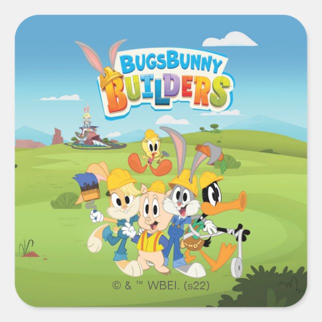 Adesivo Quadrado INSETOS BUNNY BUILDERS™| Grupo Looney Builders (Frente)